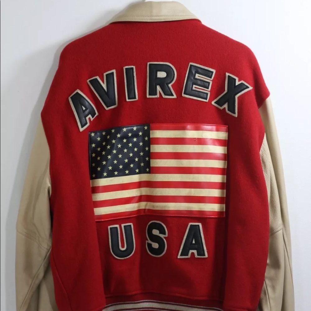 Avirex will with white leather sleeves